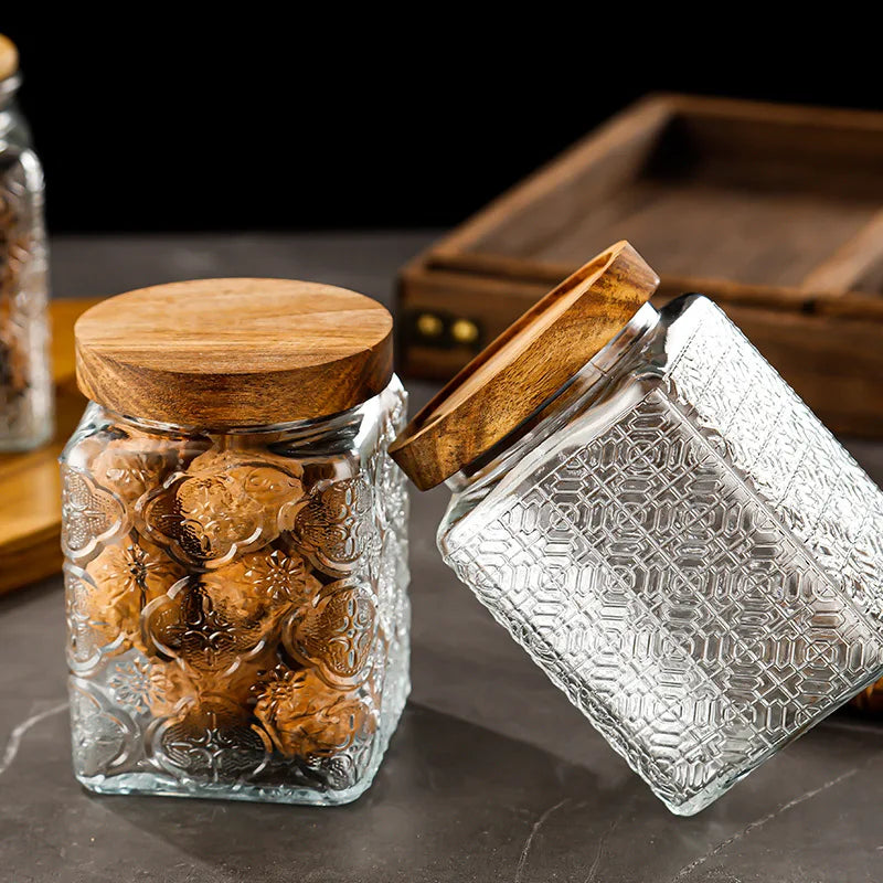 Glass Storage Jars with Airtight Lids by Afralia™: Transparent Mason Jar Boxes for Kitchen Organizing