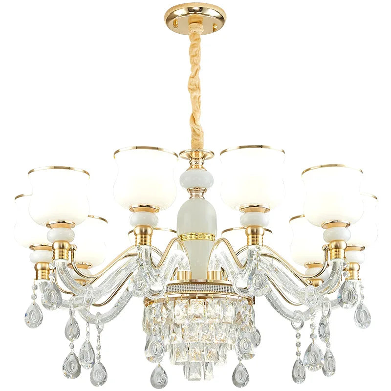 Afralia™ European Luxury Crystal Chandelier: Elegant Main Light for Living Room, Dining Room, Hall