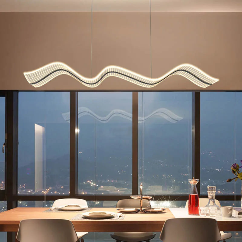 Afralia™ Nordic Wave Acrylic LED Chandelier: Stylish Dining Room Luminarias, Suspend Lamp Fixtures