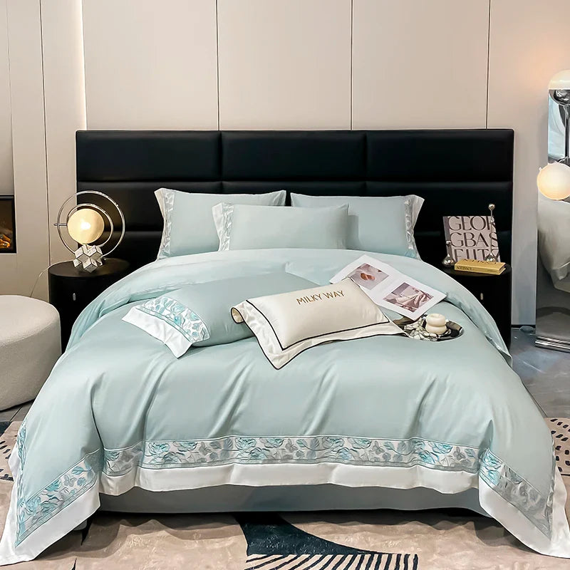 Afralia™ Luxury Rose Butterfly Embroidery Bedding Set 4Pcs