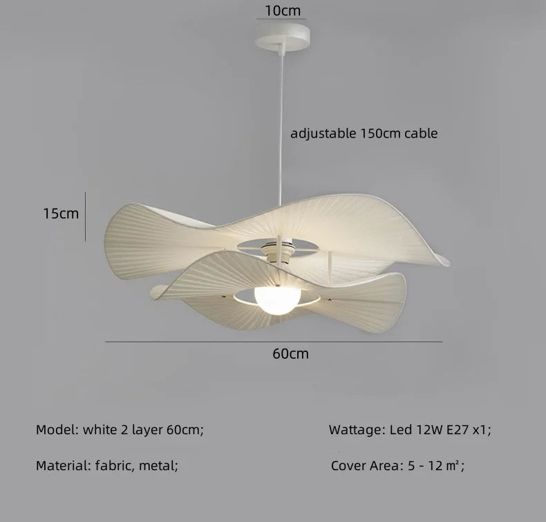 Afralia™ Pleated Fabric Pendant Lights E27 White Chandelier - Nordic 2 Layer Design