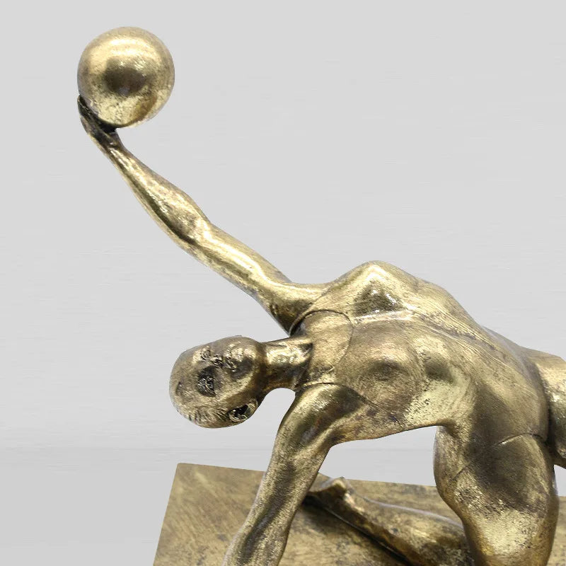 Afralia™ Golden Gymnast Figurine Ball Decor Home Decoration Resin Handicrafts