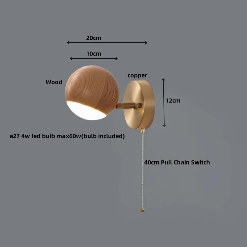 Afralia™ LED Wall Sconce Light Fixture Walnut Base Modern Art Wandlamp