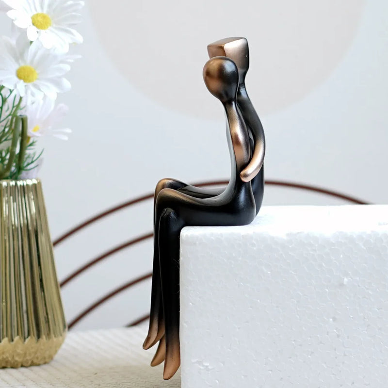 Afralia™ Elegant Resin Couple Sculptures: Modern Art Statues for Desk Decor & Anniversary Gift