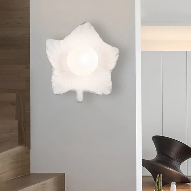 Afralia™ Maple Leaves Plastic Ball Wall Light: Nordic Style Living Room Decoration