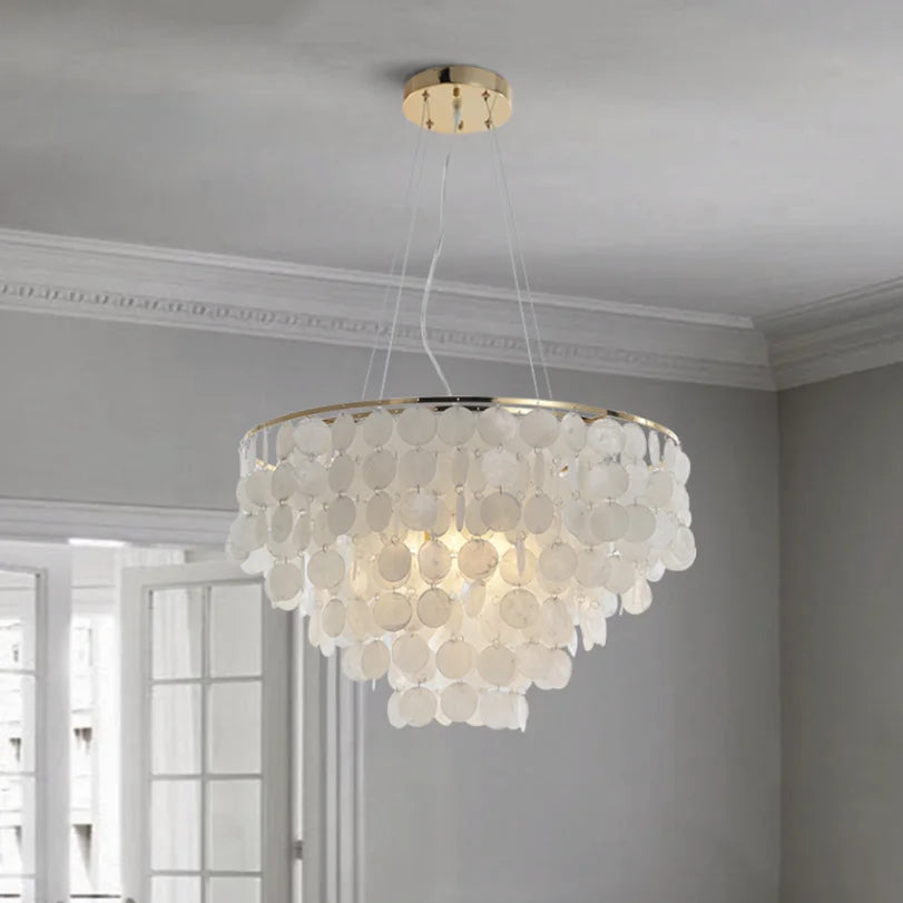 Afralia™ Modern White Acrylic Shell Pendant Light for Luxury Home Decor