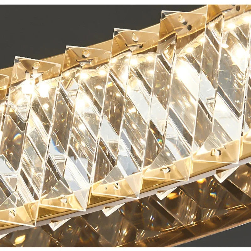 Afralia™ LED Gold Crystal Glass Ceiling Chandelier for Living Room Bedroom Kitchen