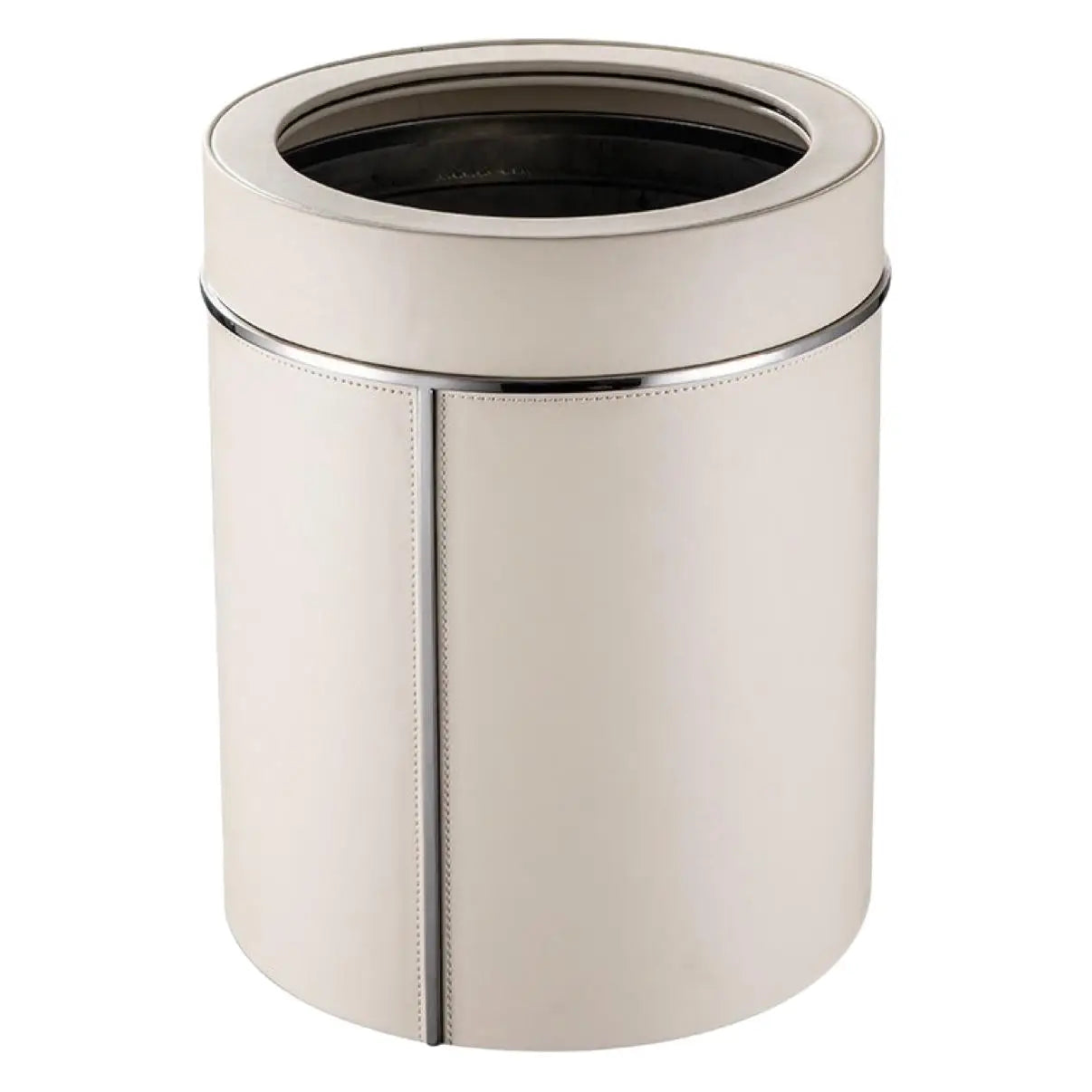 Afralia™ Stainless Steel Leather Bedroom Trash Can with Large Capacity