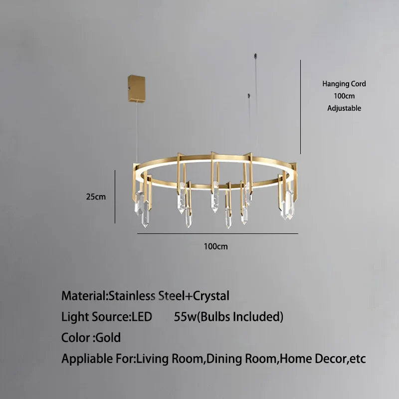 Afralia™ Crystal Pendant Light - Vintage Modern LED Hanging Fixture