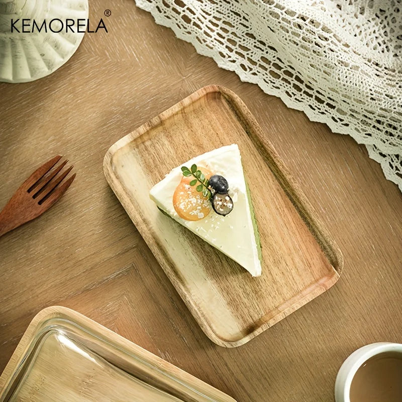 Afralia™ Cake Dessert Wood Plate with Glass Dust Cover | Elegant Serving Dish for Various Treats