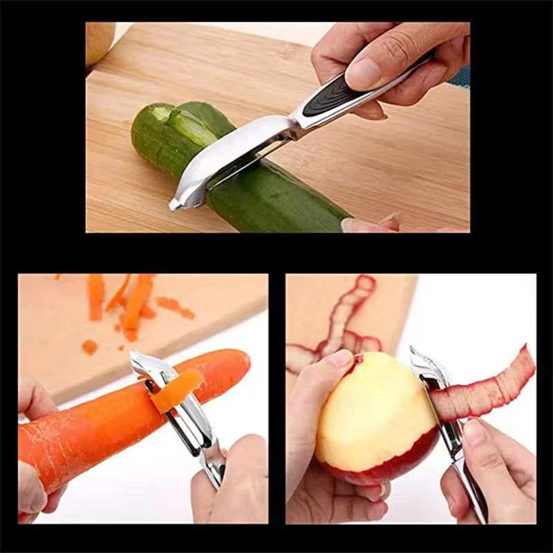 Afralia™ Stainless Steel Multifunctional Vegetable Fruits Peeler Grater Cutter Kitchen Tool