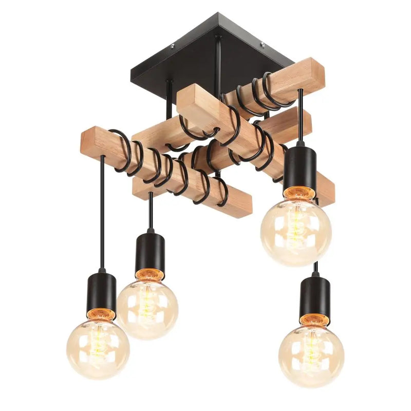 Afralia™ Vintage Industrial Wood Pendant Lights for Kitchen Island, Retro Loft Chandeliers