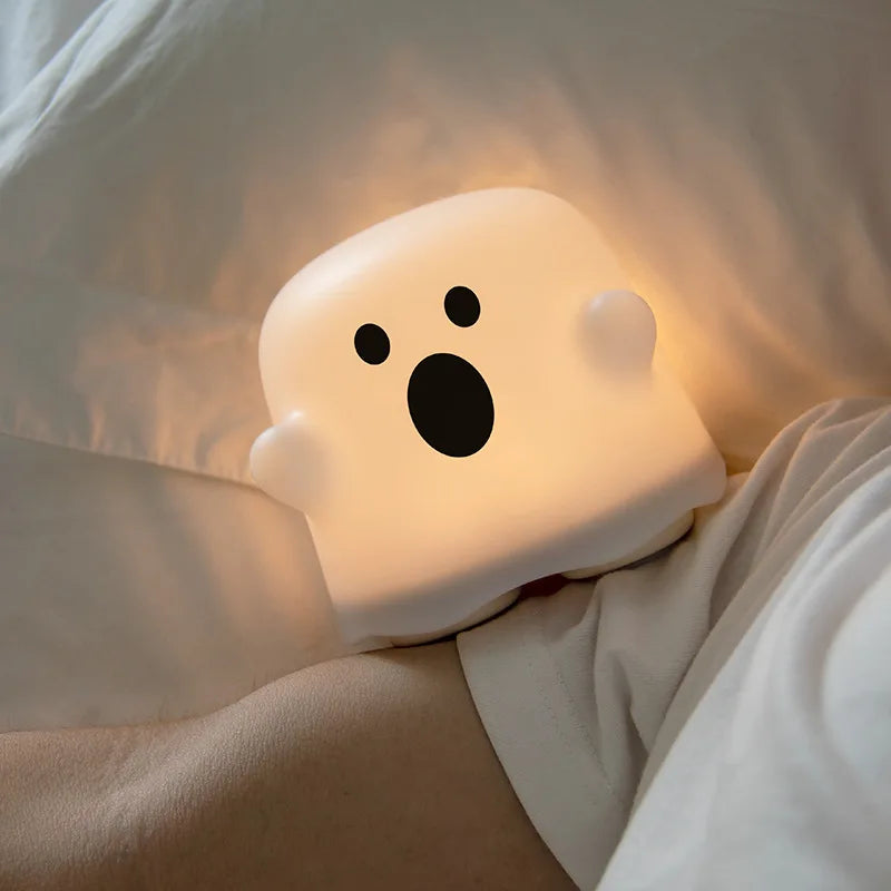 Afralia™ Boo Ghost Silicone Lamp: Touch Sensor Dimmable LED Night Light for Kids