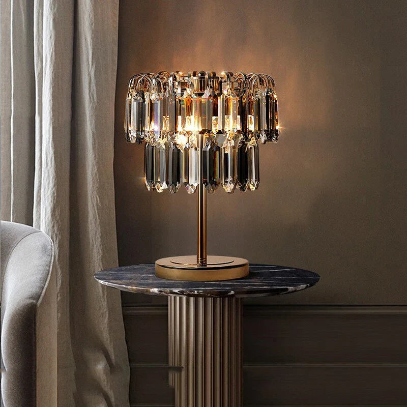 Afralia™ Crystal Table Decor Lamp 3000K E14 Bulb Desk Light for Bedside Office