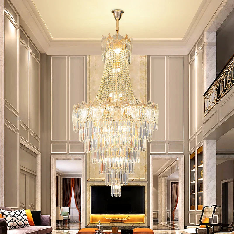 Afralia™ Elegant Crystal Duplex Chandelier for Livingroom, Hotel, and Villa