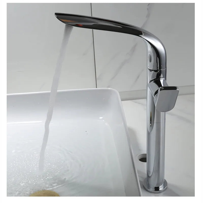 Afralia™ Basin Faucet: Brass Black Bathroom Mixer Tap, Single Handle Hot Cold Lavatory Faucet