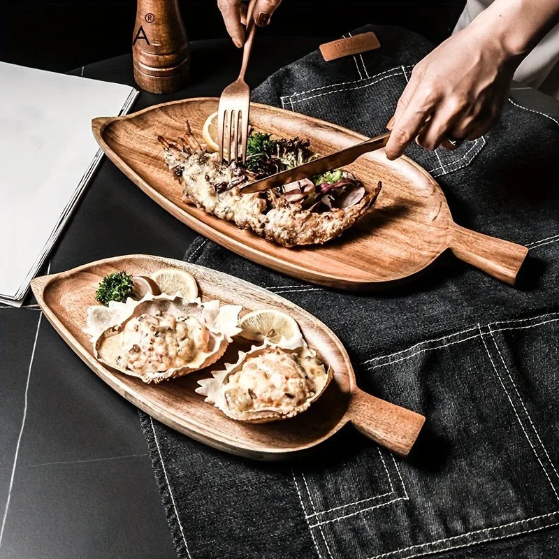 Afralia™ Wooden Serving Tray - Japanese Inspired Breakfast Plate