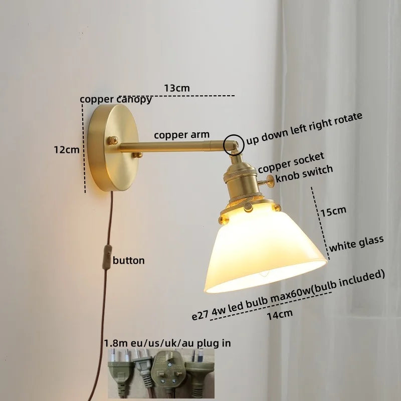 Afralia™ Ceramic LED Wall Light with Pull Chain Switch for Bedroom Bathroom Living Room