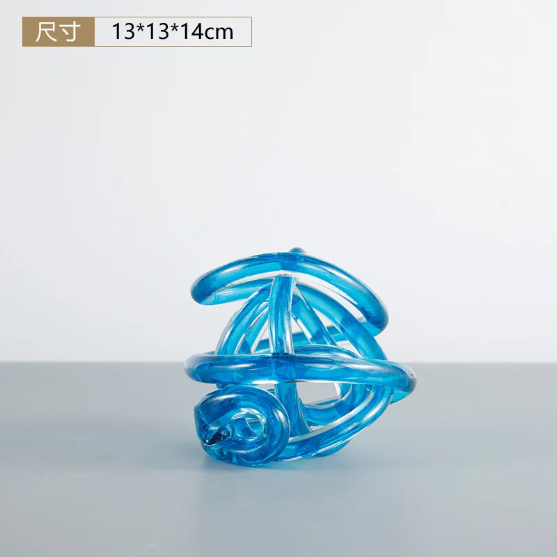 Afralia™ Glass Coil Ball Sculpture Decorative Figurine
