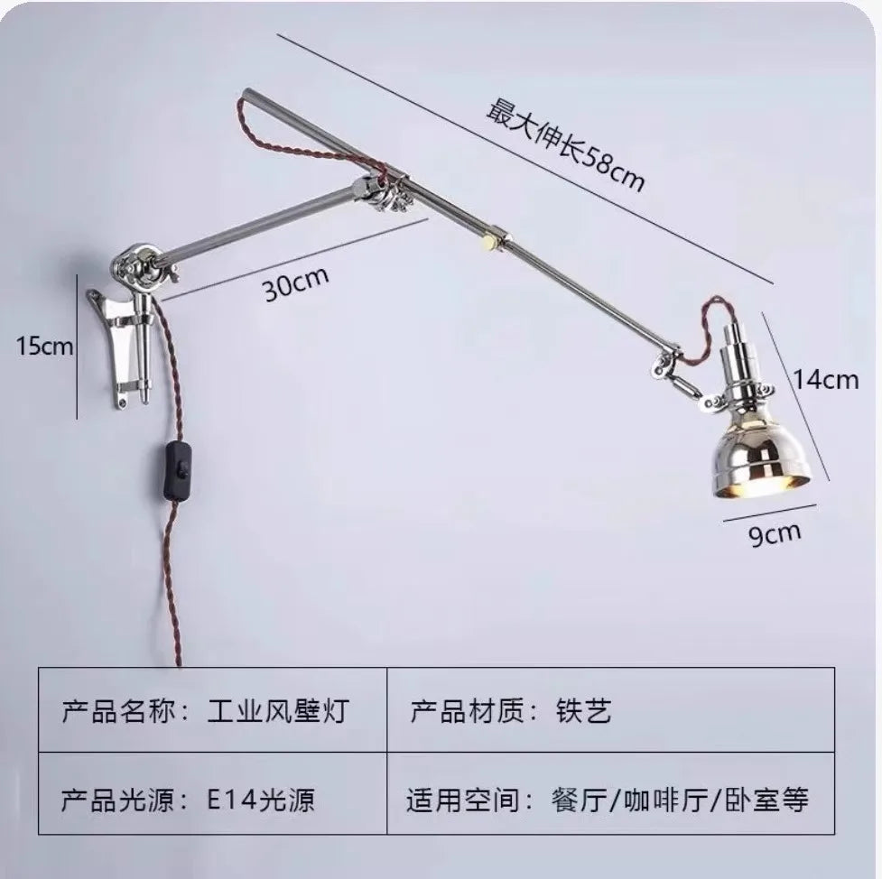 Afralia™ Swing Arm LED Wall Lamp Bauhaus Style Retro Decor Bedroom Study Cafe