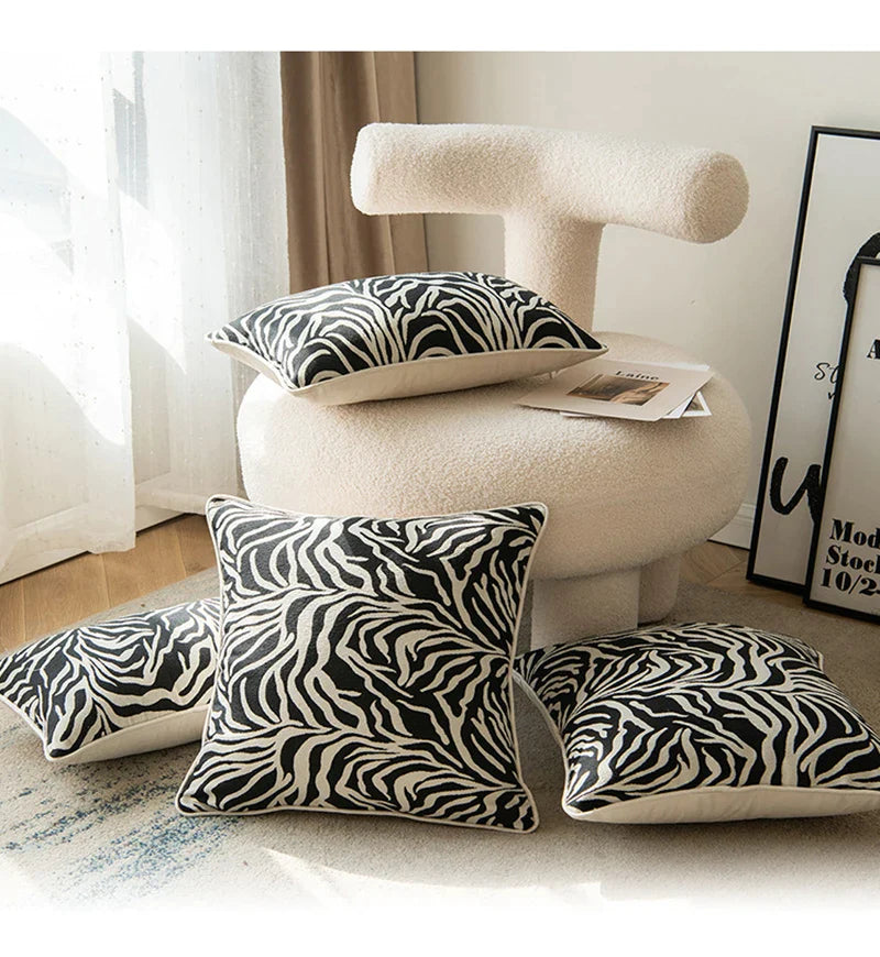 Afralia™ Zebra Hemming 50x50 Pillowcase Leopard Print Nordic Style Modern Cushion Cover