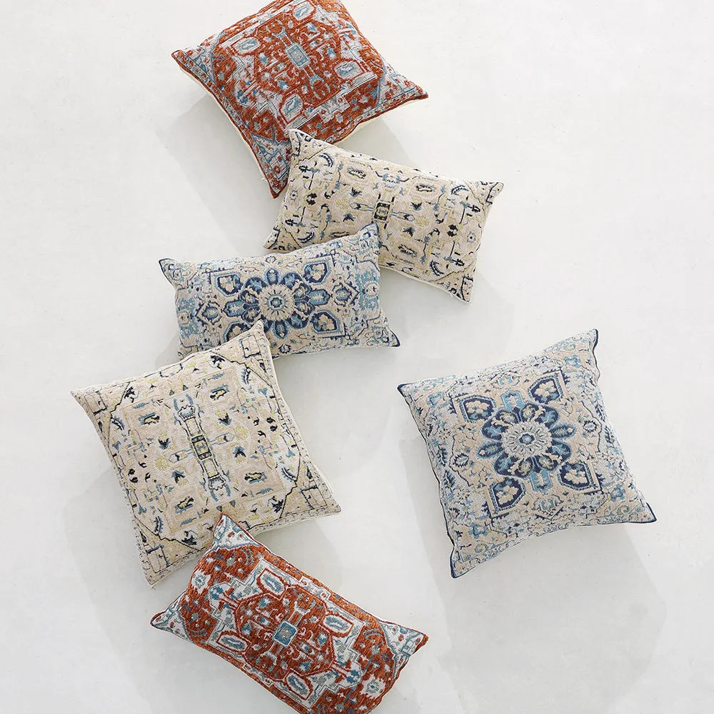 Afralia™ Chenille Luxury Retro Pillow Cover 30x50cm 45x45cm 50x50cm Ivory Blue Red
