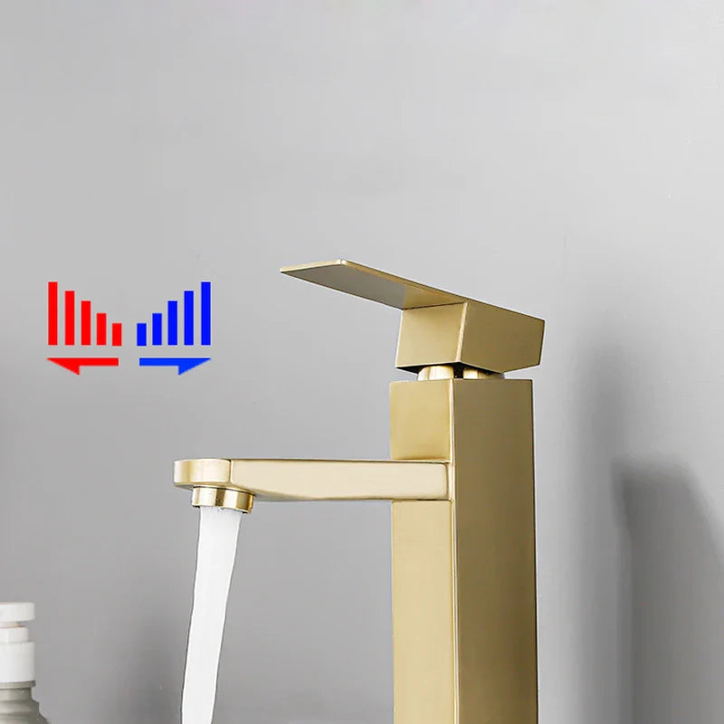Afralia™ Stainless Steel Brushed Gold Basin Faucet for Modern Kitchen and Bathroom