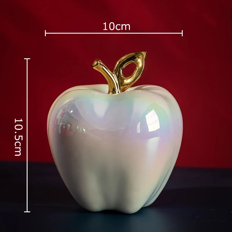 Afralia™ Golden Ceramic Apple Sculpture Desk Decoration Ornaments Crafts Room Decor