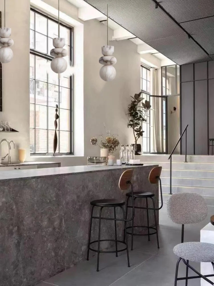 Afralia™ Marble LED Pendant Light: Modern Luxury Chandelier for Bedroom, Living Room, Villa.