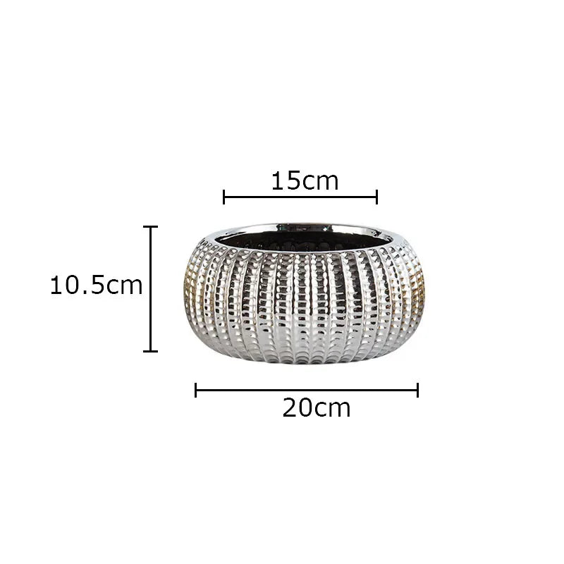 Afralia™ Ceramic Floral Vase Desk Decoration Golden/Silver Plated Artificial Flower Pot