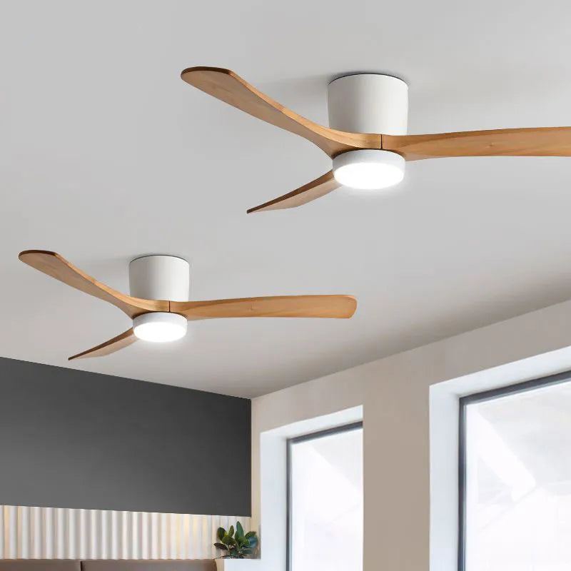 Afralia™ Nordic Wood Ceiling Fan with Reversible Motor, Remote Control & LED Light