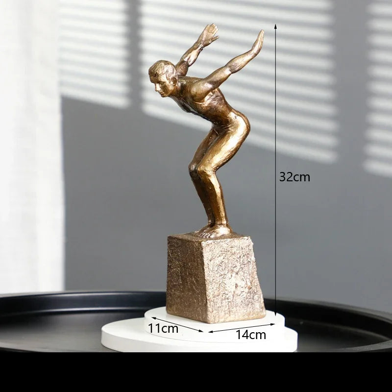 Afralia™ Golden Thinker Bodybuilder Resin Sculpture for Desk Decor and Room Aesthetics