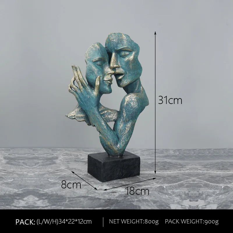 Afralia™ Resin Couple Mask Figurines Retro Lover Home Decoration Objects