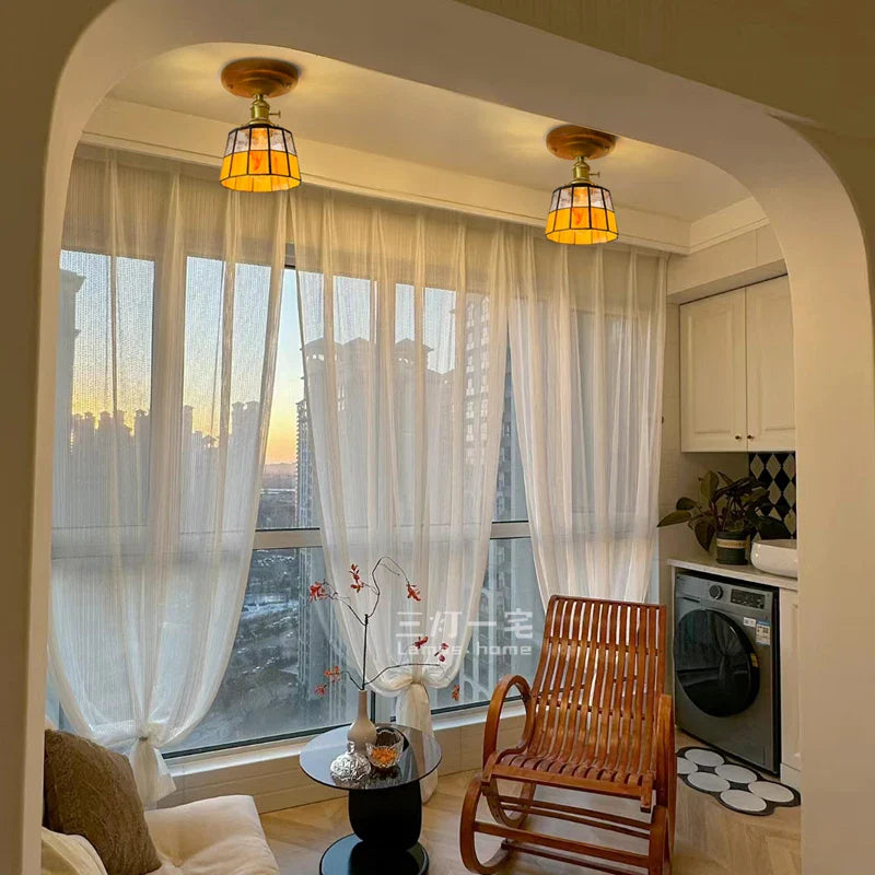 Afralia™ Glass Copper LED Ceiling Lamp Modern Style for Home Decor and Restaurant