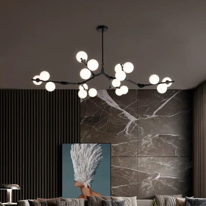 Nordic Magic Bean Glass Ball Chandelier by Afralia™ - Modern Golden Bubble Pendant Light