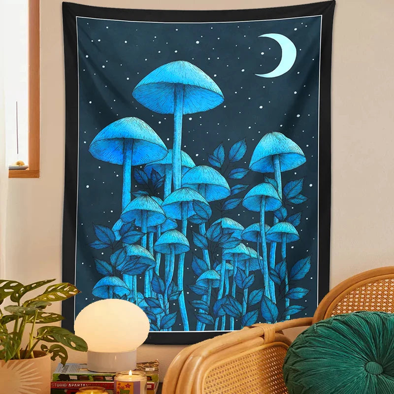 Moon Mushroom Afralia™ Tapestry Psychedelic Forest Wall Tapestries - Bohemian Room Decor