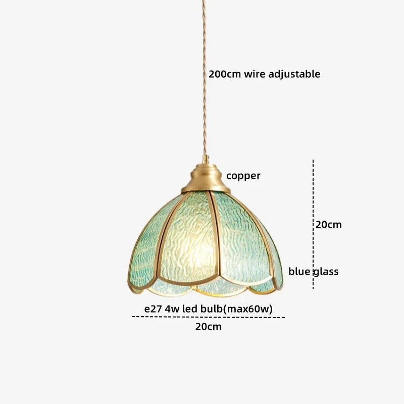 Afralia™ Pink Glass LED Pendant Lights Copper Modern Hanging Lamp Home Decor
