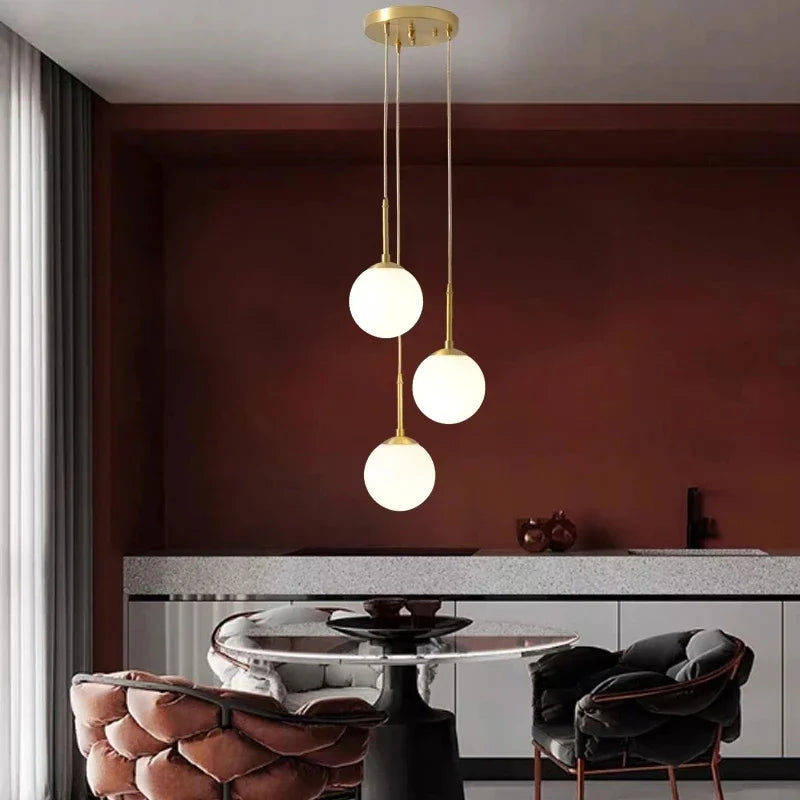 Afralia™ LED Glass Ball Chandelier: Modern Nordic Lights for Dining Room, Restaurant, Bar