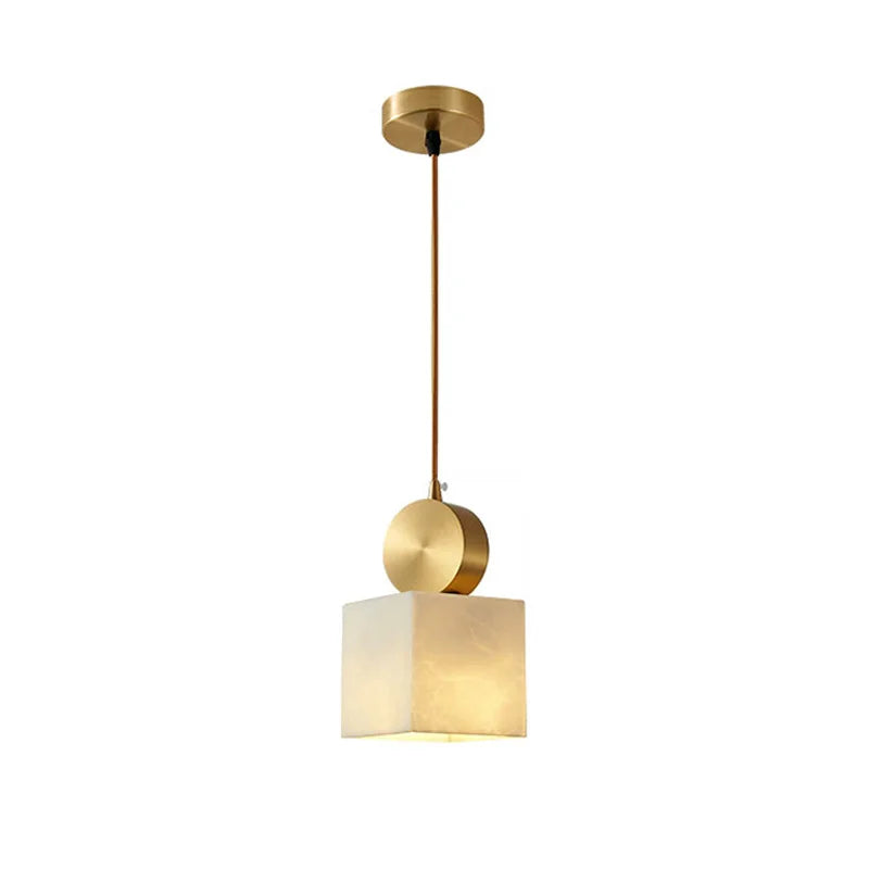 Afralia™ Golden Luxury Marble Pendant Lamp for Dining Table and Bedside Chandelier