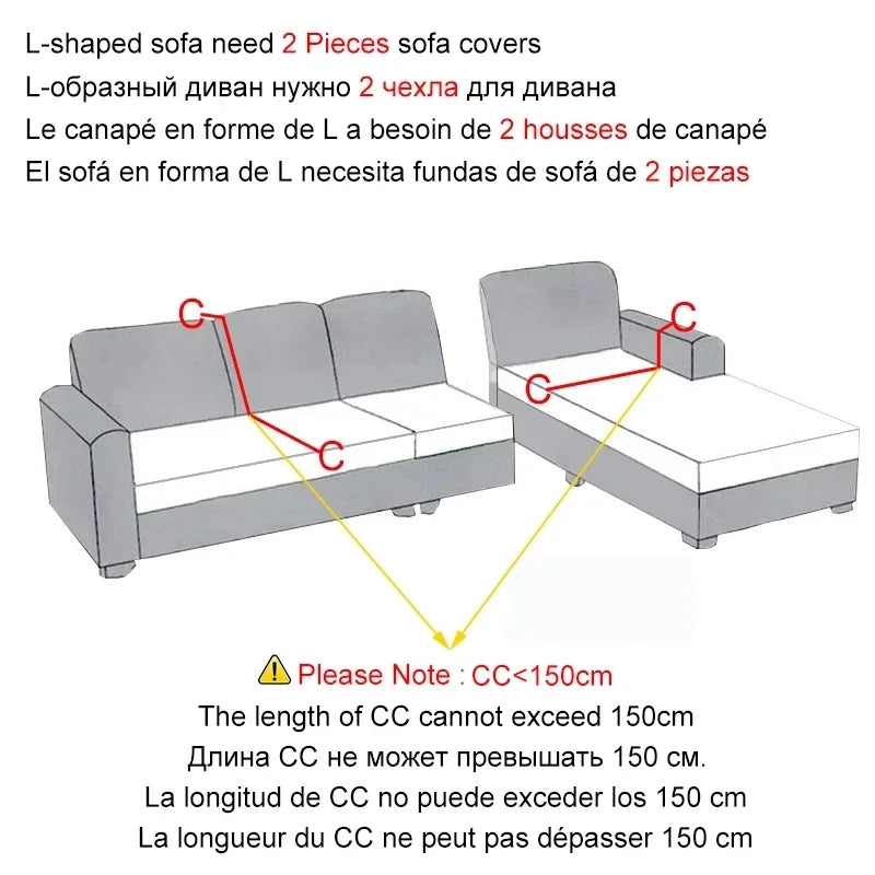 Afralia™ Printed Elastic Corner Sofa Cover Stretch Slipcovers for L Shaped Sectional Sofas