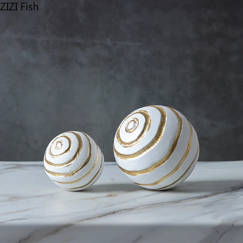 Afralia™ Golden Texture Ball Geometric Desk Decoration - Minimalist Abstract Artwork