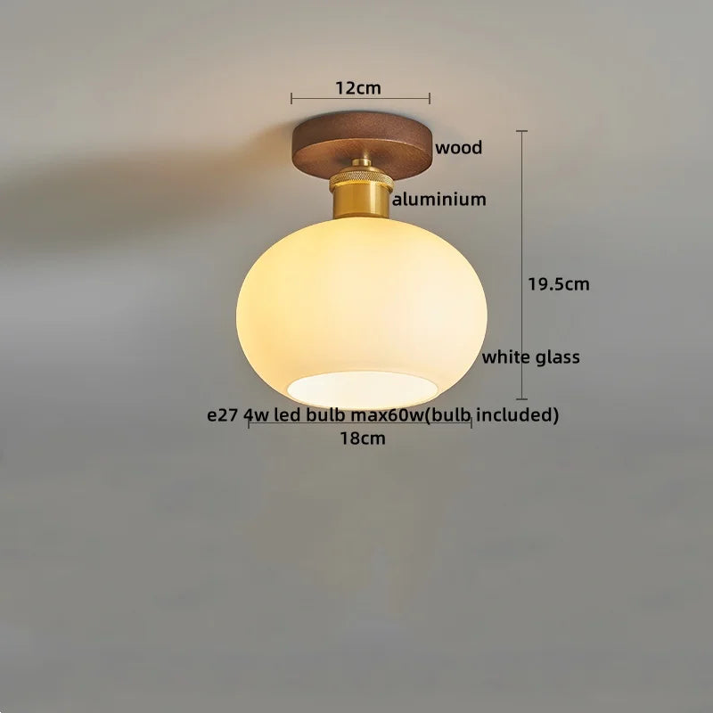 Afralia™ Wood Glass LED Ceiling Lights Modern Luminaria De Teto for Home Décor