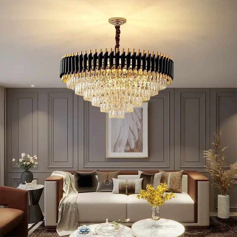 Afralia™ Crystal LED Pendant Chandelier for Modern Living Spaces