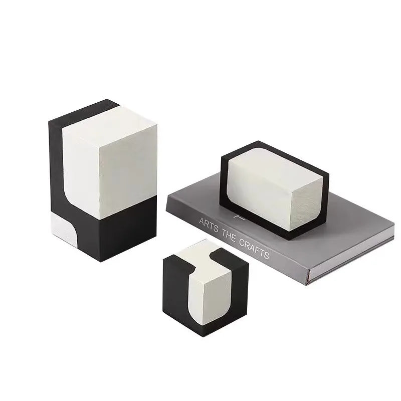 Afralia™ Square Block Resin Sculpture Desk Decor Modern Art Ornament Aesthetic Cube Block