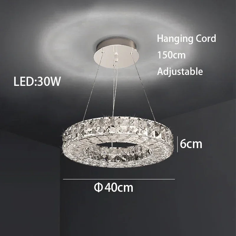Afralia™ Modern Crystal Chandelier Chrome Golden Round Pendant Lights