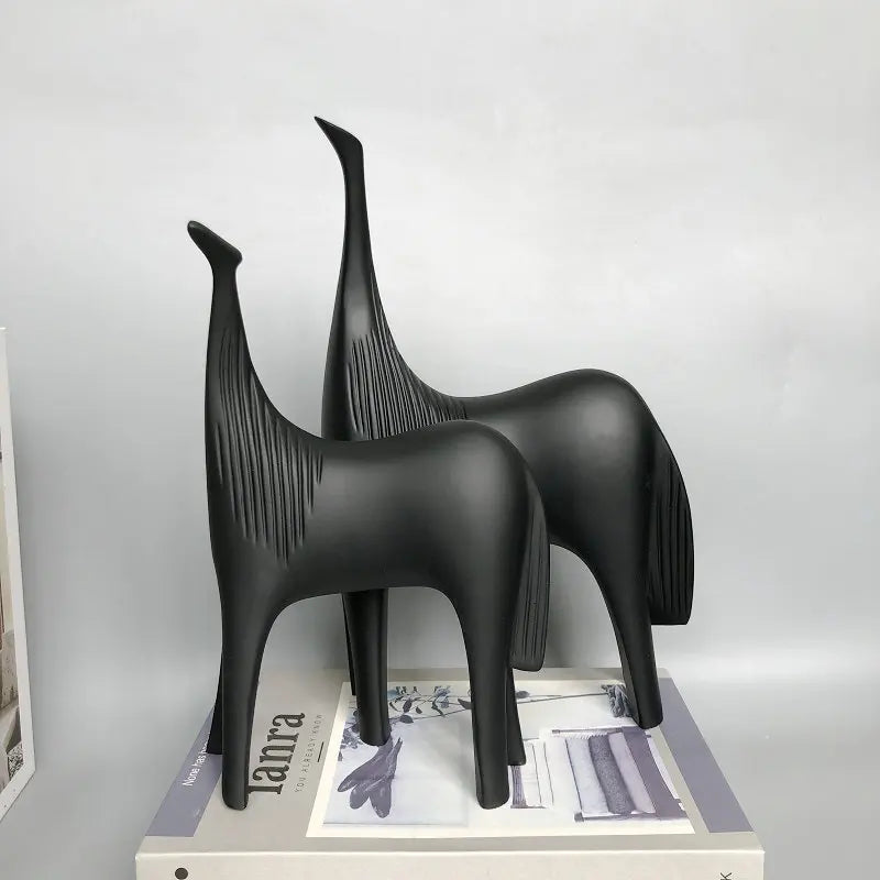 Afralia™ Black & White Horse Abstract Ornaments for Home Decor