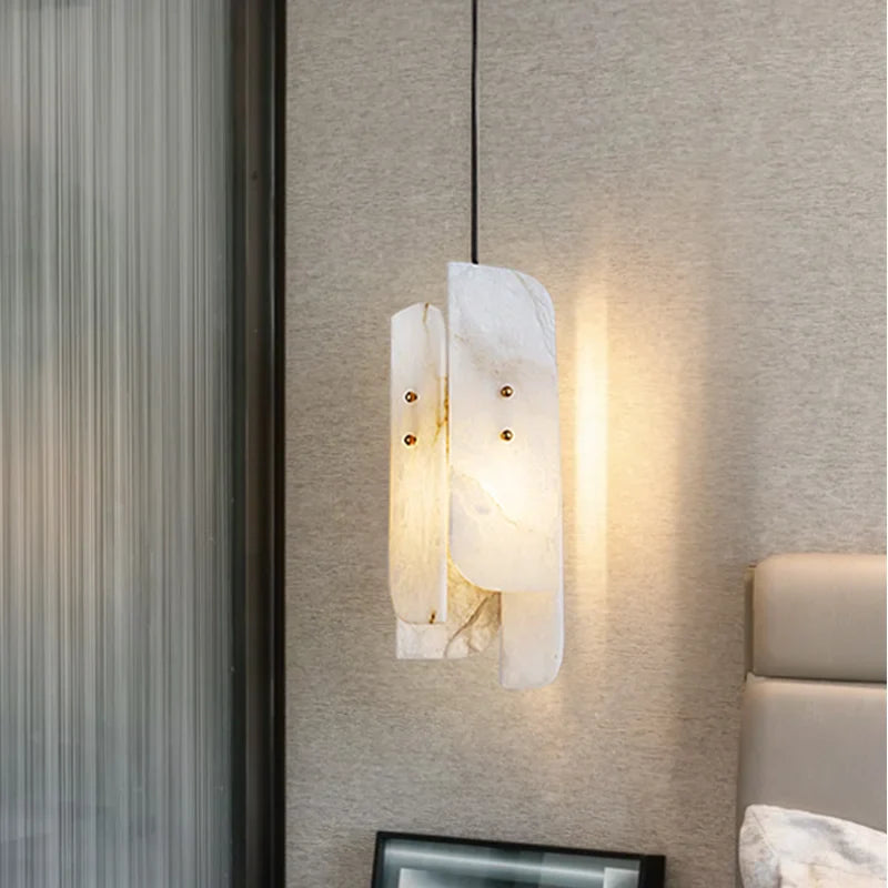 Afralia™ Marble Stone Pendant Light: Modern Luxury LED Chandelier for Living Room and Bedroom