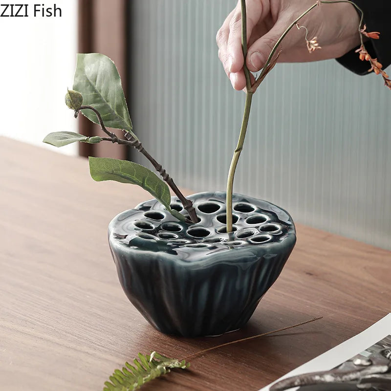 Afralia™ Lotus Ceramic Vase: Modern Home Decor and Flower Arrangement