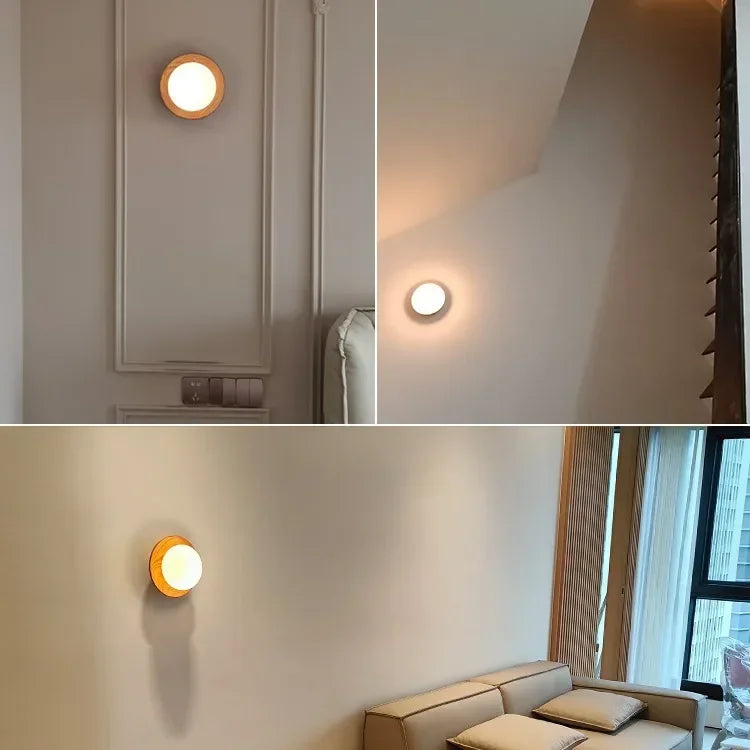 Afralia™ Walnut Wood Brass Wall Sconce, Modern Vintage Style, Bedroom Living Room Light