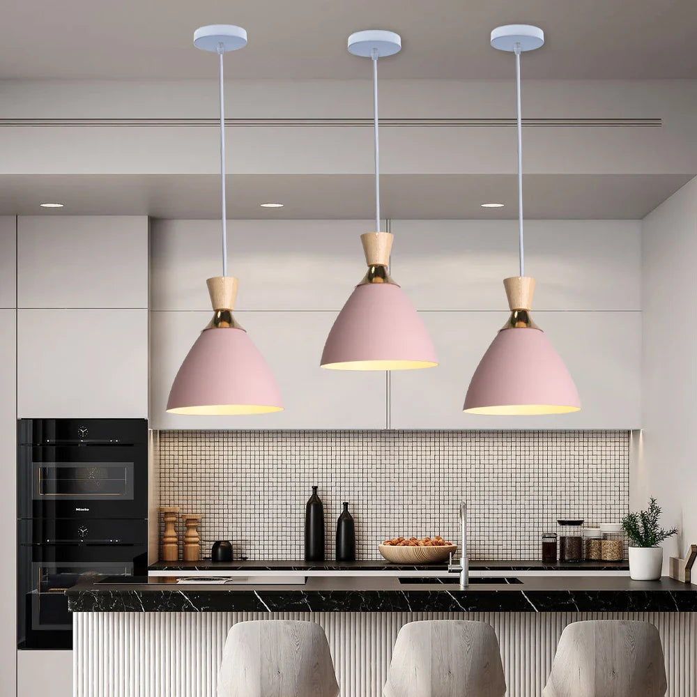 Afralia™ Nordic Pink Chandelier LED Pendant Light Modern Minimalist Ceiling Lamp